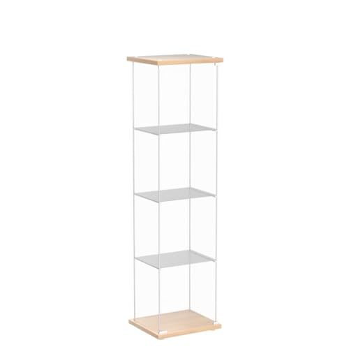 JT Floor Standing Tempered Glass Display Cabinet with 4 Shelves and Doors for Living Room, Bedroom, and Office JT