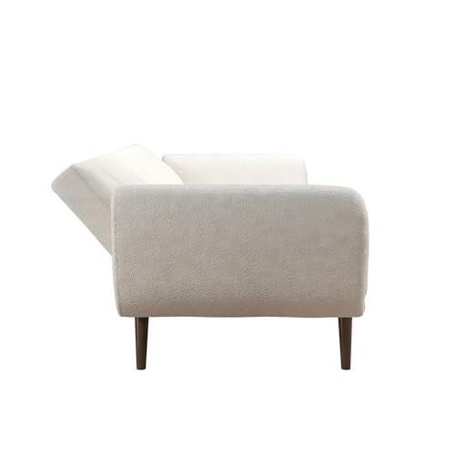 Novogratz Brittany 81.5" Futon Sofa Bed and Couch Sleeper, Ivory Boucle Novogratz