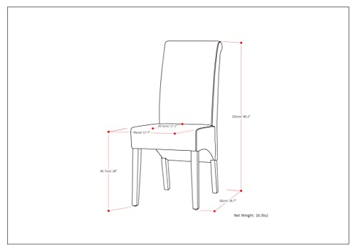 SIMPLIHOME Avalon Deluxe Parson Dining Chair (Set of 2), Satin Cream Faux Leather and SOLID WOOD, Square, Upholstered, For the Dining Room, Transitional Modern SIMPLIHOME