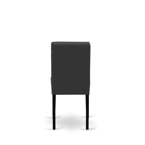 East West Furniture DUAS6-BLK-12 6 Piece Dinner Table Set Contain A Kitchen Table and a Dining Bench 4 Dark Gray Polyester Fabric Person Chairs with Stylish Back- Black Finish East West Furniture