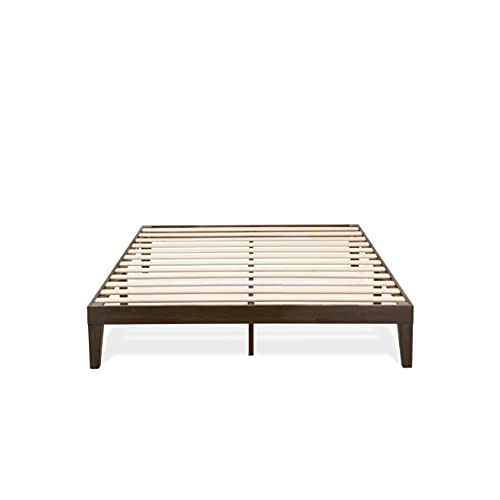East West Furniture DNP-22-Q Walnut Queen Platform Bed Frame with Solid Wood Legs East West Furniture