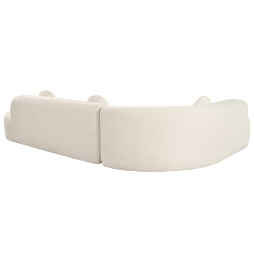 Deep Seat Curved Sectional Sofa - Cloud Round Couch with Elegant Curved Design & 3 Round Cushions, L-Shaped Comfy 4 Seater Floor Sofa, No Assembly Required (Beige, 122") TTK