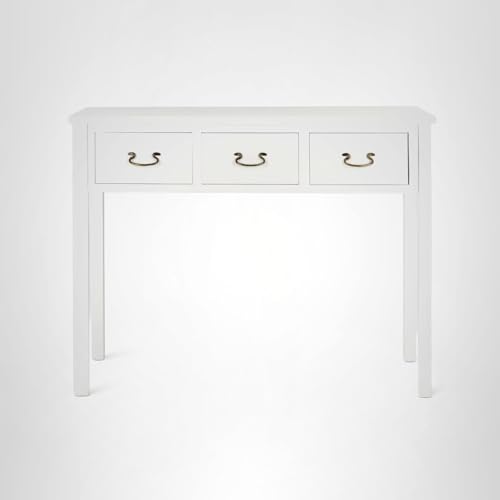 SAFAVIEH Home Collection – Cindy White Console Table with Three Drawers, French Farmhouse Storage Console, Tapered Leg Design (AMH6568C) SAFAVIEH
