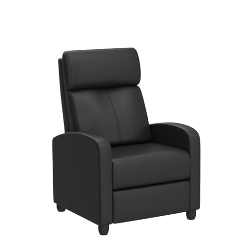 Yaheetech 2-Seat Reclining Chair Leather Recliner Sofa Modern Chaise Couch Lounger Sofa for Living Room Home Theater Black Yaheetech