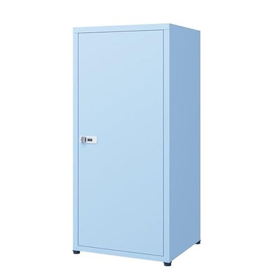 MIOCASA Metal Locker Storage Cabinet with Lock and Shelves,Single Door Lockable Cabinet for Bedroom,School,Kindergarten (Blue)