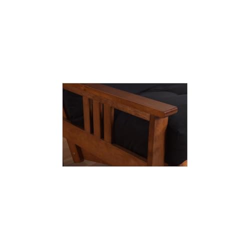 HomeStock Asian Allure Fusion Futon Wood Frame Classic Style with Mission Style Arms with Solid Pattern with Foldable Feature for Lounge Room with Tight Back Full Frame Without Drawers/Barbados HomeStock