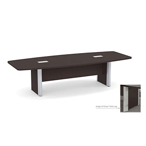 Saranya 18 Shop 10 FT Natural Aspen Modern Boat Shaped Conference Table Hide Wires Inside Elliptical Metal Legs Grommets Racetrack Meeting Room Boardroom Desk Office Wood 2 Power Data Modules Black Generic