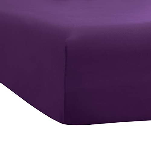 Sfoothome Fitted Bottom Sheet for Mattress, Single Twin Size Purple Microfiber Fitted Sheet with Deep Pocket Sfoothome