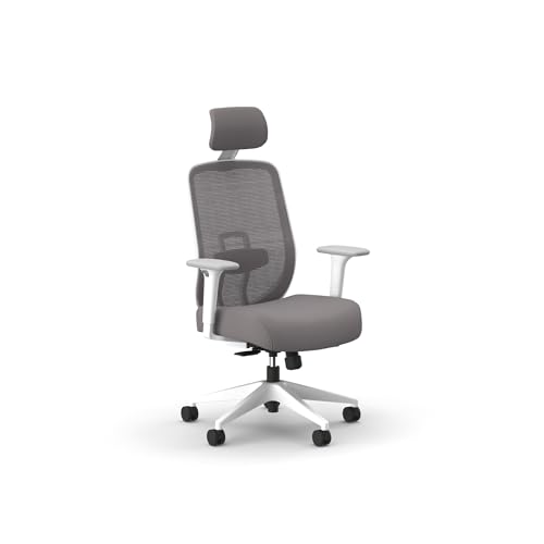 HON Altern Ergonomic Office Chair with Headrest, Arms, Foam Cushion Seat, Mid Back Home Office Desk Chair Comfy, Gaming Chair, Height Adjustable Arms, Synchro-Tilt, Seat-Slide, White Frame, Frost HON