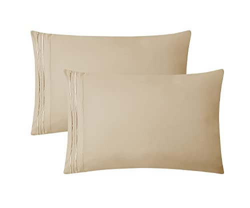 Clara Clark Bed Sheets, Premier 1800 Series 4 Piece Bed Sheet Set, Deep Pocket, Wrinkle, Fade, Stain Resistant, Luxury Soft Bedding Sheets & Pillowcases, Queen, Beige Cream Clara Clark