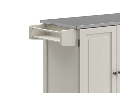 Homestyles Kitchen Cart with Stainless Steel Metal Top Rolling Mobile Kitchen Island with Storage and Towel Rack 54 Inch Width Off White homestyles