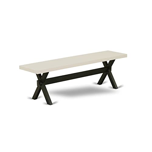 East West Furniture X-Style Modern Dining Table Bench with Wood Seat, 60x15x18 Inch, XB626 East West Furniture