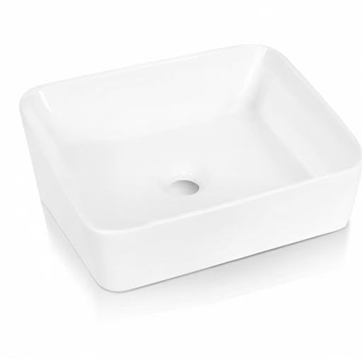 Sinber 19" x 15" x 5.31" White Rectangular Ceramic Countertop Bathroom Vanity Vessel Sink BVS1915A-OL Sinber
