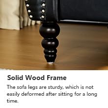 AVZEAR 60" Loveseat Sofa, Chesterfield Sofa, Mid-Century Modern PU Upholstered 2 Seater Sofa, Deep Button Tufted Living Room Sofa with Two Throw Pillows, Black AVZEAR