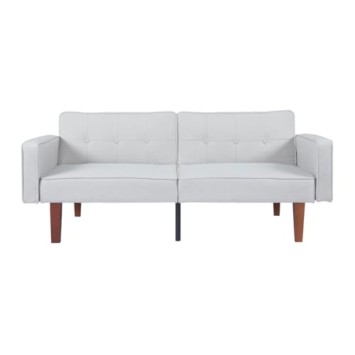 White Modern Guest Chair Sofa Recliner, Adjustable Cotton Fabric Futon Reclining Couch, Sofa Bed, Easy Assembly, Mid-Century Style Conference Seating for Office, Waiting Room, 68"L x 22.4"W x 28.7"H Generic