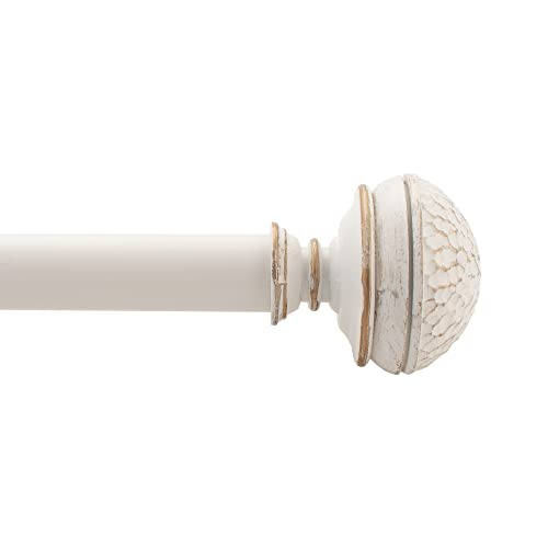 Deco Window 1 Inch Extendable 36"-66" Farmhouse Ivory Curtain Rod for Windows & Doors with Hammered Mushroom Finials & Brackets Set Deco Window