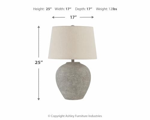 Signature Design by Ashley Dreward Casual 25 Inch Paper Table Lamp, Smoky Brown Finish Signature Design by Ashley