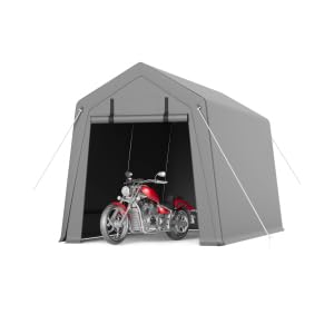 7 x 8 x 15 ft Heavy-Duty Outdoor Storage Shed Tent with Waterproof Tarp, Portable Carport Garage Shelter with Roll-Up Zipper Door & Vents for Motorcycle, Bike, Lawn Mower, Garden Tools GAOMON