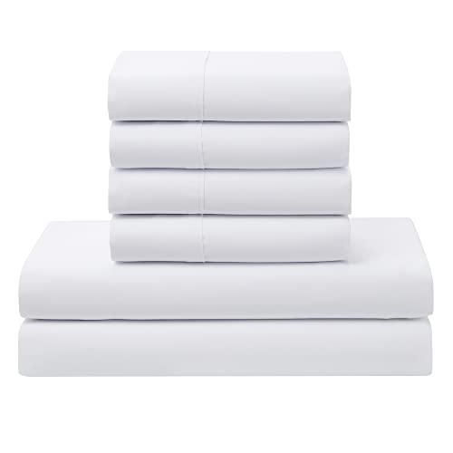 Sweet Home Collection 5 Piece Comforter Set Bag Solid Color All Season Soft Down Alternative Blanket & Luxurious Microfiber Bed Sheets, White, Twin Sweet Home Collection