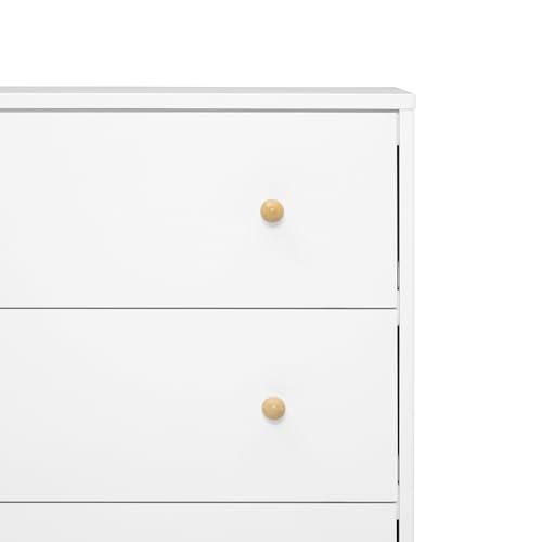 Delta Children Essex 3 Drawer Dresser with Interlocking Drawers, Bianca White/Natural Delta Children