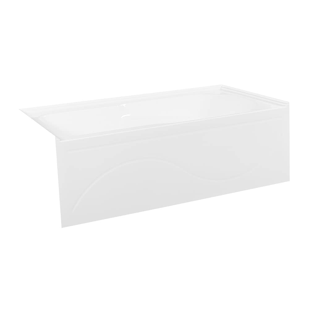 Kingston Brass Aqua Eden VTAP603022L 60-Inch Acrylic Anti-Skid Alcove Tub with Left Hand Drain Hole, White Kingston Brass