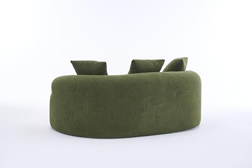 65'' Modern Curved Cloud Loveseat Sectional Sofa for Small Spaces, Luxury Plush Chenille Deep Seat Couch with 3 Pillows, No Assembly Needed Apartment Living Room Furniture, Green TTK