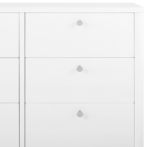 Delta Children Brooks 6 Drawer Dresser with Interlocking Drawers (Includes 3 Sets of Knobs – Choose from Natural, Brushed Nickel & Melted Bronze), Bianca White Delta Children