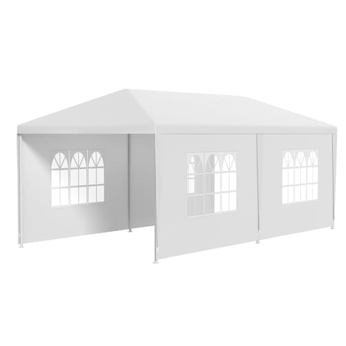 FDW Party Tent 10'x20' Outdoor Canopy Party Wedding Tent Garden Gazebo Pavilion Cater Events -4 Removable Sidewalls,White FDW