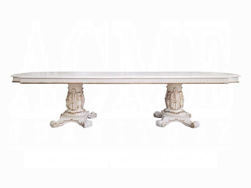 Generic 9-Piece Luxurious Formal Dining Table Set Kitchen Furniture Set Include 1 Extendable Dining Table, 6 Side Chairs and 2 Arm Chairs, Set for 8 Persons (Antique Pearl), Onesize, AH019 Generic