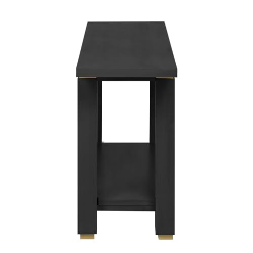 63" Modern Minimalist Console Table with Open Bottom Storage Shelf, Versatile Buffet Sideboard, Solid Wood Sofa Side Table with Metal Accents for Entryway, Hallway and Living Room (Black-05) HZSMHDZKJ