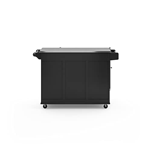 Homestyles Kitchen Cart with Stainless Steel Metal Top, Rolling Mobile Kitchen Island with Storage and Towel Rack, 54 Inch Width, Black homestyles