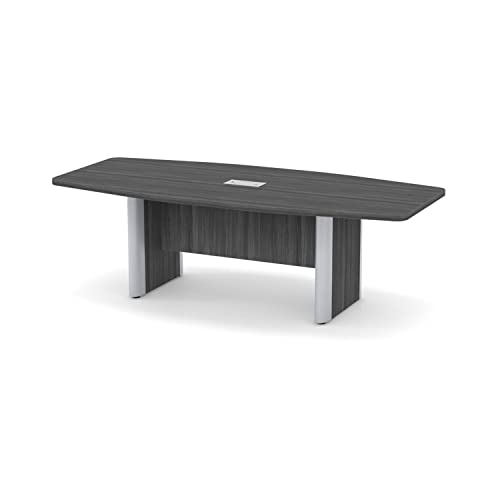 Thaweesuk Shop New Gray 8 FT Modern Boat Shaped Conference Table Wood Room Hide Wires Inside Elliptical Metal Legs Desk Grommets Racetrack Power Silver Modules Boardroom Meeting Business Furniture Generic