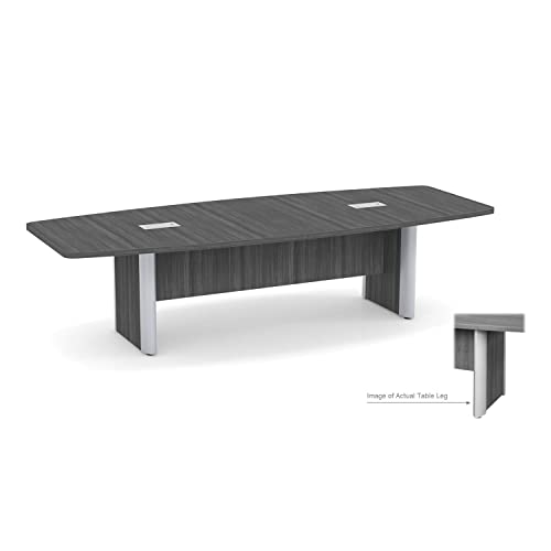 Saranya 18 Shop 10 FT Natural Aspen Modern Boat Shaped Conference Table Hide Wires Inside Elliptical Metal Legs Grommets Racetrack Meeting Room Boardroom Desk Office Wood 2 Power Data Modules Black Generic