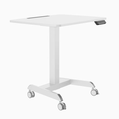 Desky Single Sit Stand Pedestal Desk, 23.6"x23.6", Electric Height Adjustable Small Desk with Single Motor, Memory Presets & Anti-Collision, Compact Ergonomic Workstation (Black Frame & Top) Desky