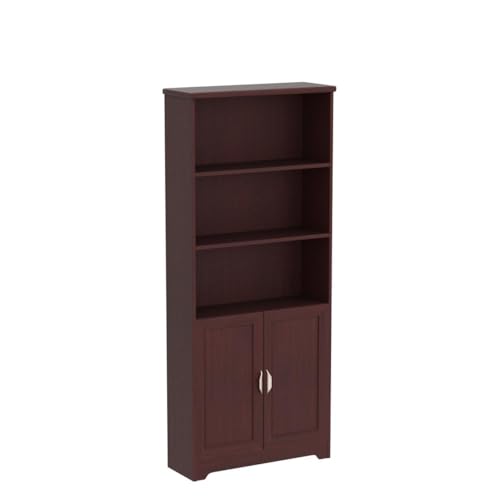 Realspace® Magellan 72"H 5-Shelf Bookcase with Doors, Classic Cherry Realspace