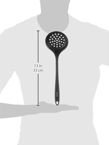 GreenPan 5 Piece Cooking Utensil Set, Flexible Nonstick Silicone, Stain-Free, Tongs, Turner, Spatula, Skimmer, and Slotted Spoon, Black GreenPan