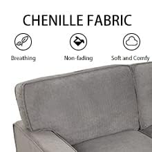 EBELLO Convertible Sleeper Sofa 3 in 1, Chenille Modern L-Shaped Couches for Living Room, Pull Out Sectional Futon Sofa Bed with Storage Space, USB Ports and Cup Holders for Bedroom, Grey EBELLO