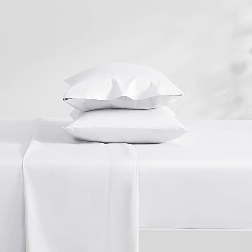 Laura Ashley - King Sheet Set, Soft & Smooth Sateen Cotton Bedding with a Lightweight Feel, 800 Thread Count, Bed Sheets with Matching Pillowcases (Solid White) Laura Ashley