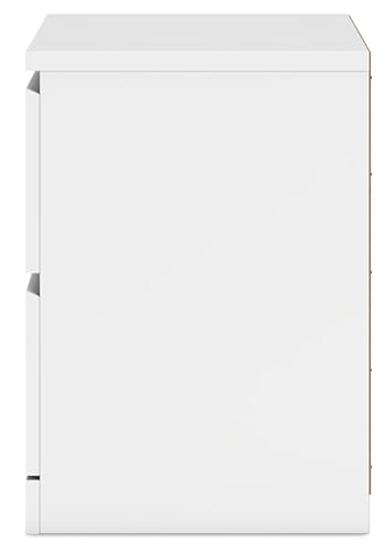 Signature Design by Ashley Onita Contemporary 2 Drawer Nightstand, 21.75" Tall, White Signature Design by Ashley
