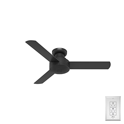 Hunter Fan 52401 Presto 44-Inch Low Profile Ceiling Fan with Wall Control, Whisper-Quiet Motor, 3-Speed Reversible Airflow, Matte Black Finish, Flush Mount Hunter