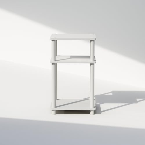 Furinno JUST Side Table, 3-Tier End Table, Open Shelves Night Stand, Bedside Table, Toolless Assembly, for Living Room, Bedroom, Bathroom, White Furinno