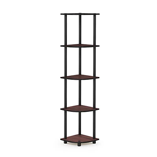 Furinno Turn-N-Tube 5 Tier Corner Display Rack Multipurpose Shelving Unit, 1-Pack, Dark Cherry/Black Furinno
