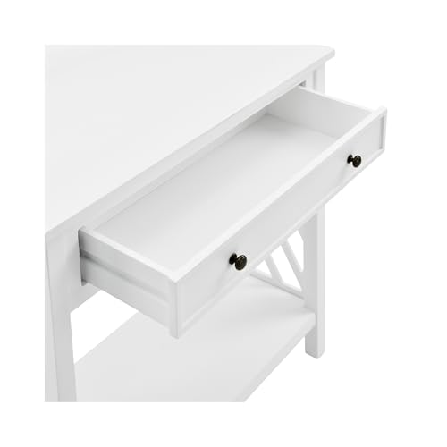 Coventry 32-Inch Wood Console Table with Drawer & Lower Shelf – Traditional to Contemporary Sofa Table with Open Side Accent Design for Entryway, Hallway or Living Room by Alaterre Furniture (White) Alaterre Furniture