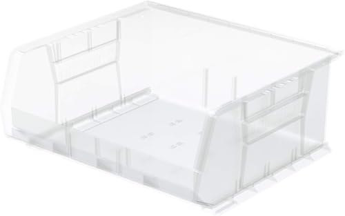 Akro-Mils 30250 AkroBins Plastic Storage Bins, Space-Saving Stackable Bins for Garage, Pantry, Craft Organization, 15" x 16" x 7", Clear, 6-Pack Akro-Mils