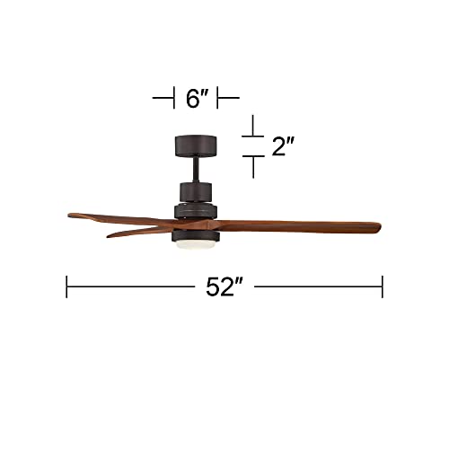 Casa Vieja 52" Delta-Wing DC Modern 3 Blade Indoor Outdoor Ceiling Fan with LED Light Remote Control Solid Wood Oil Rubbed Bronze Damp Rated for Patio Exterior House Porch Gazebo Garage Casa Vieja