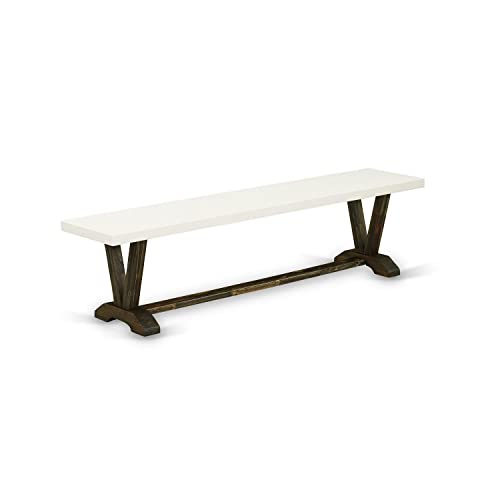 East West Furniture V-Style Modern Dinette Bench with Wooden Seat, 72x15x18 Inch, VB727 East West Furniture