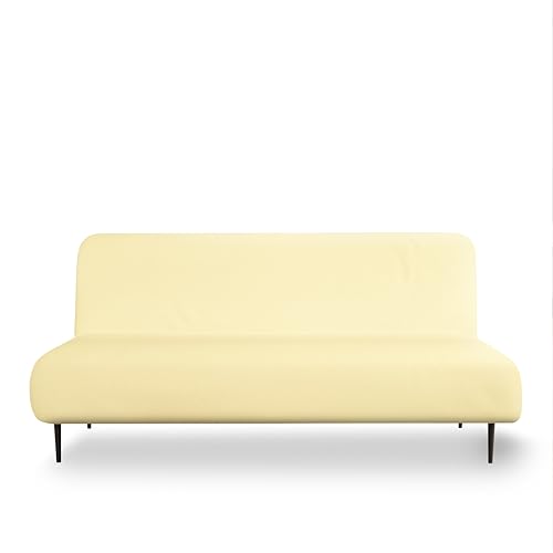 LANE LINEN Armless Futon Cover - Easy to Install Stretch Sofa Bed Slipcover, Soft Elastic Textured Full Size Cover, RV Couch Protector, Machine Washable - Pearl Ivory LANE LINEN