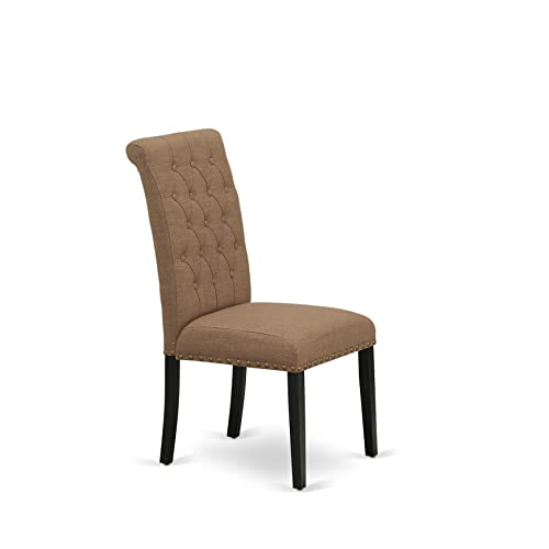 East West Furniture Lassale 11 Piece Dining Set Includes a Rectangle Wooden Table with Butterfly Leaf and 10 Light Sable Linen Fabric Upholstered Chairs, 42x92 Inch, LABR11-71-17 East West Furniture