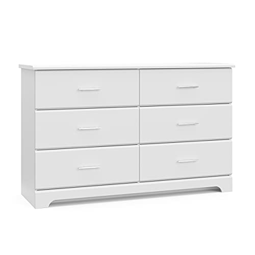 Storkcraft Brookside 6 Drawer Double Dresser (White) – GREENGUARD Gold Certified, Dresser For Nursery, Kids, Chest Of Drawers Stork Craft