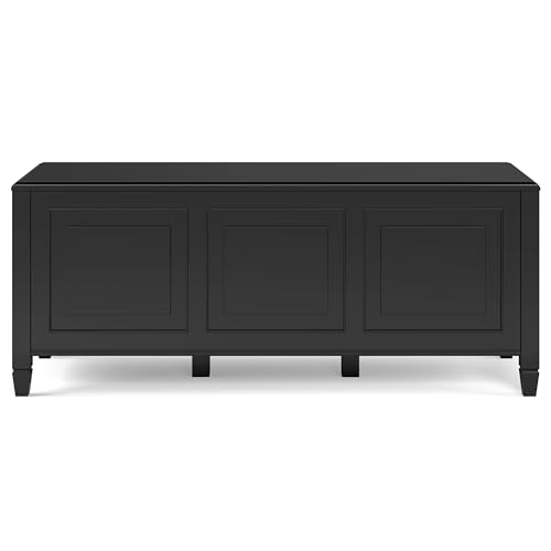 SIMPLIHOME Connaught Solid Wood 51 Inch Wide Traditional Storage Bench Trunk in Black, for The Living Room, Entryway and Family Room SIMPLIHOME
